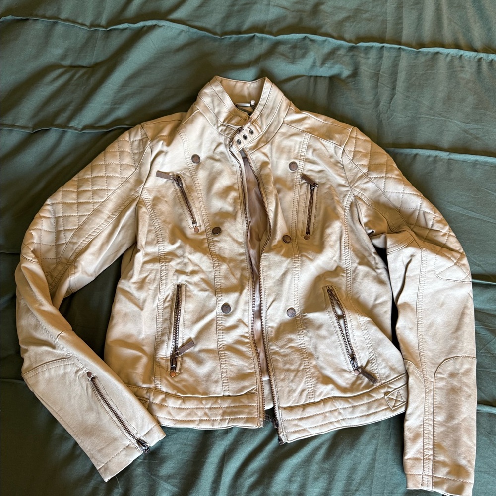 Jou Jou Cream Leather Jacket NWOT